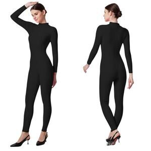 Speerise Women’s Turtleneck Long Sleeve Unitard Black Size 3XL / XXXL